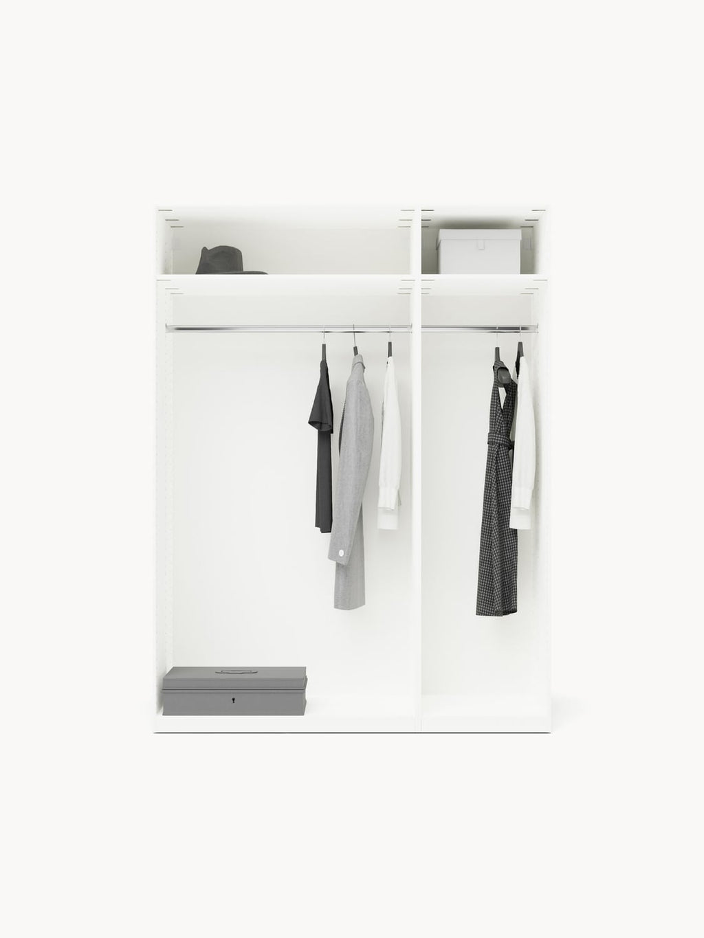 Leon Modular Hinged-Door Wardrobe, 150 cm Width, in various sizes — Off-White