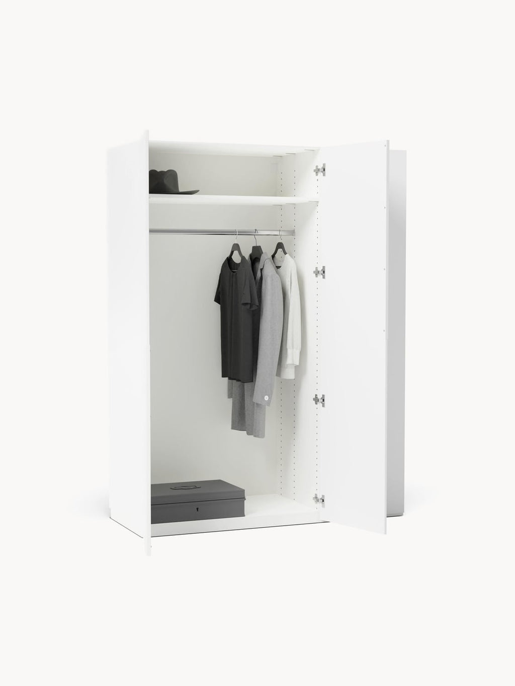 Leon Modular Hinged-Door Wardrobe, 150 cm Width, in various sizes — Off-White