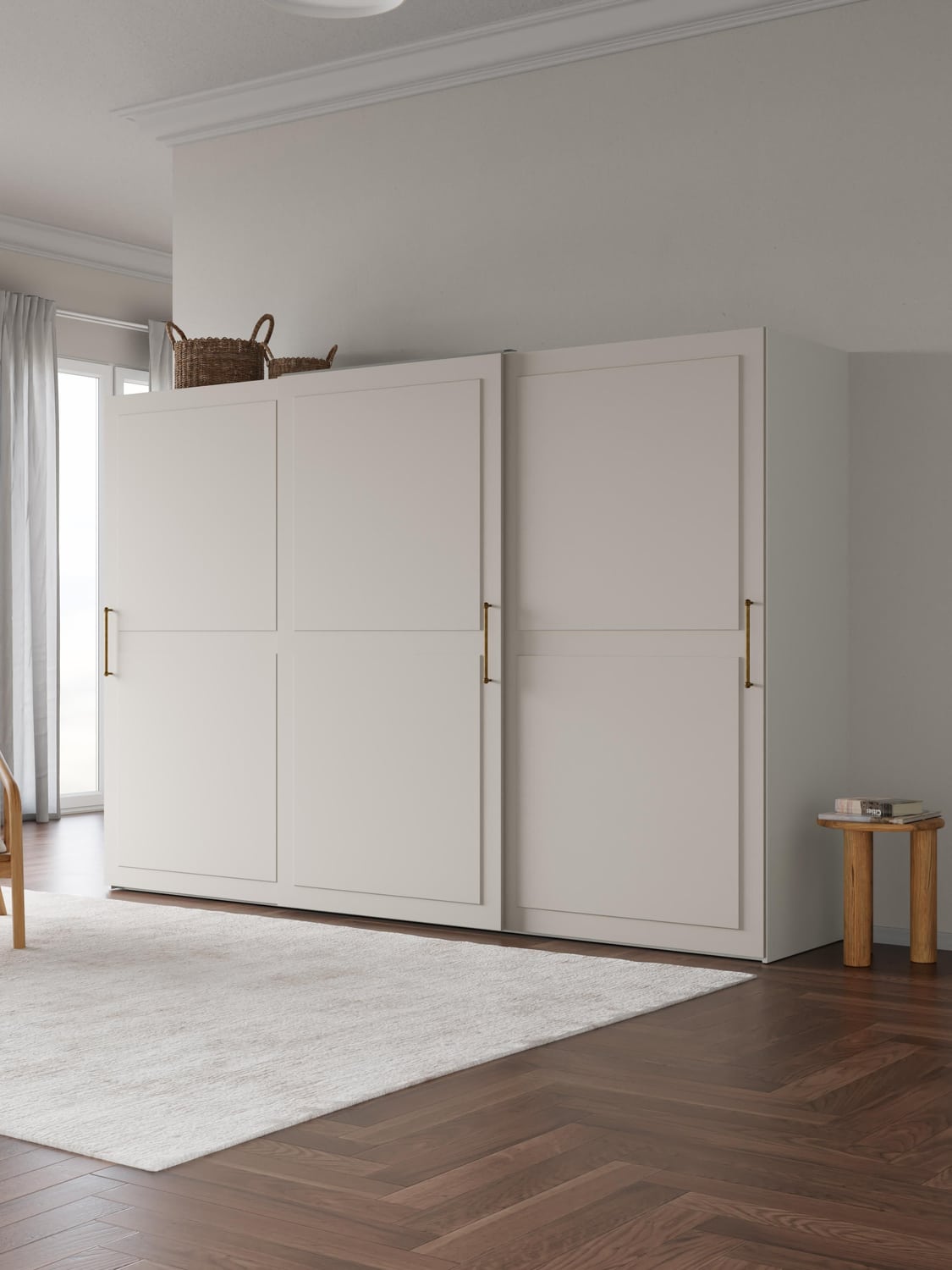 Charlotte Modular Sliding-Door Wardrobe, 300 cm Width, in various sizes — Light Grey