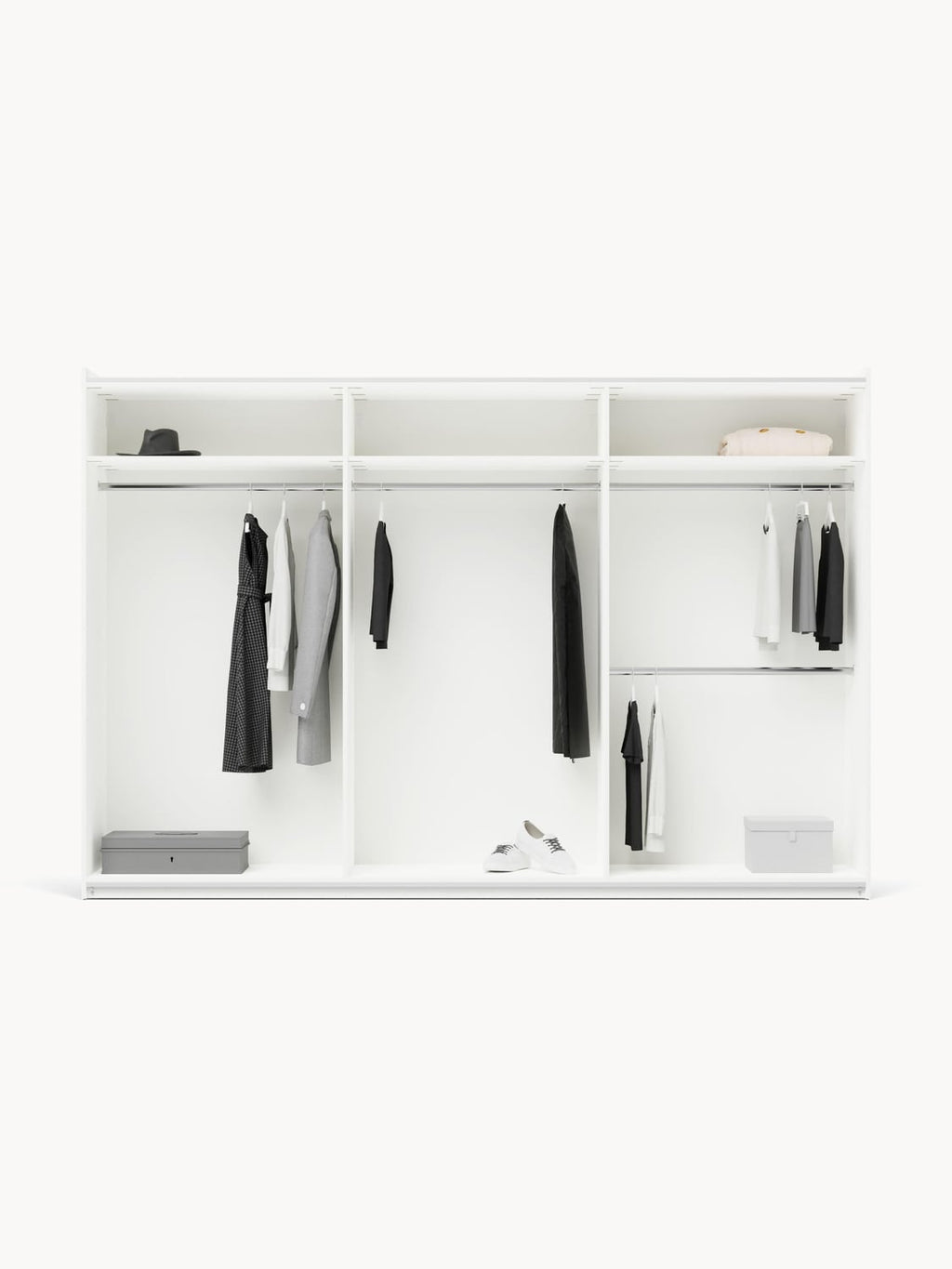 Charlotte Modular Sliding-Door Wardrobe, 300 cm Width, in various sizes — Light Grey