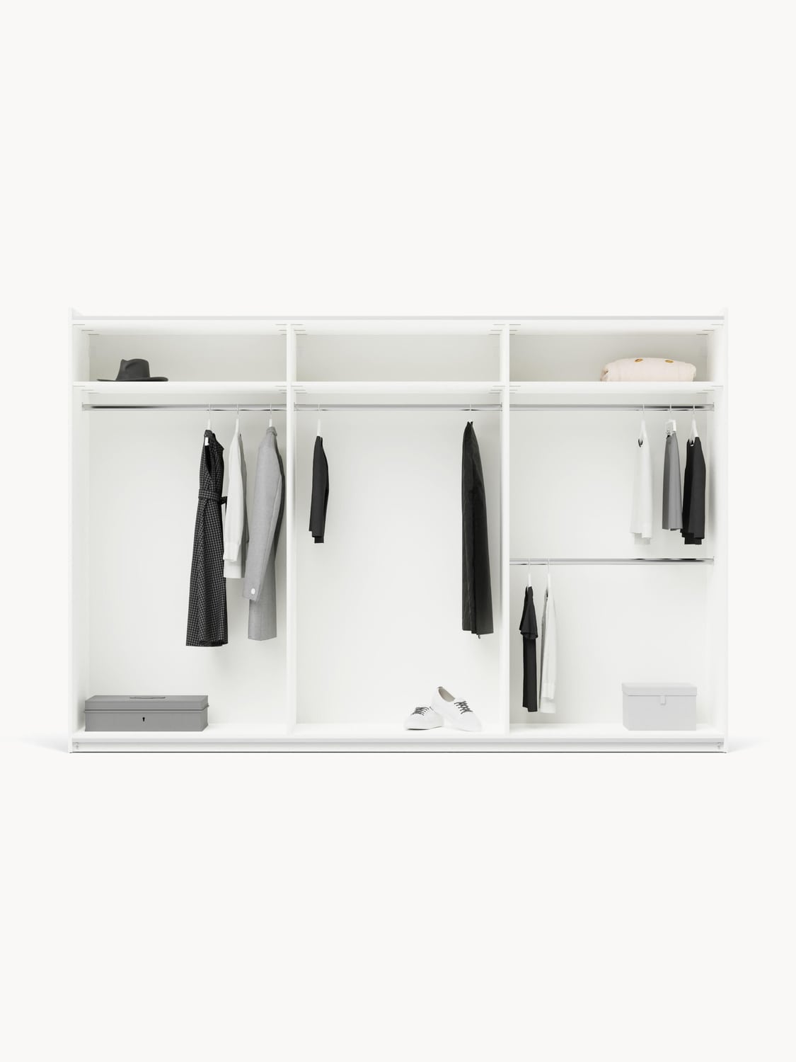 Charlotte Modular Sliding-Door Wardrobe, 300 cm Width, in various sizes — Light Grey