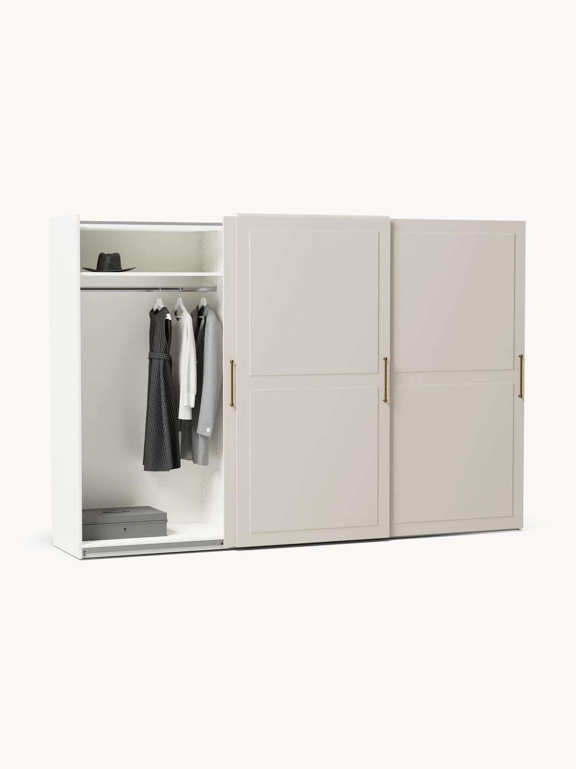 Charlotte Modular Sliding-Door Wardrobe, 300 cm Width, in various sizes — Light Grey