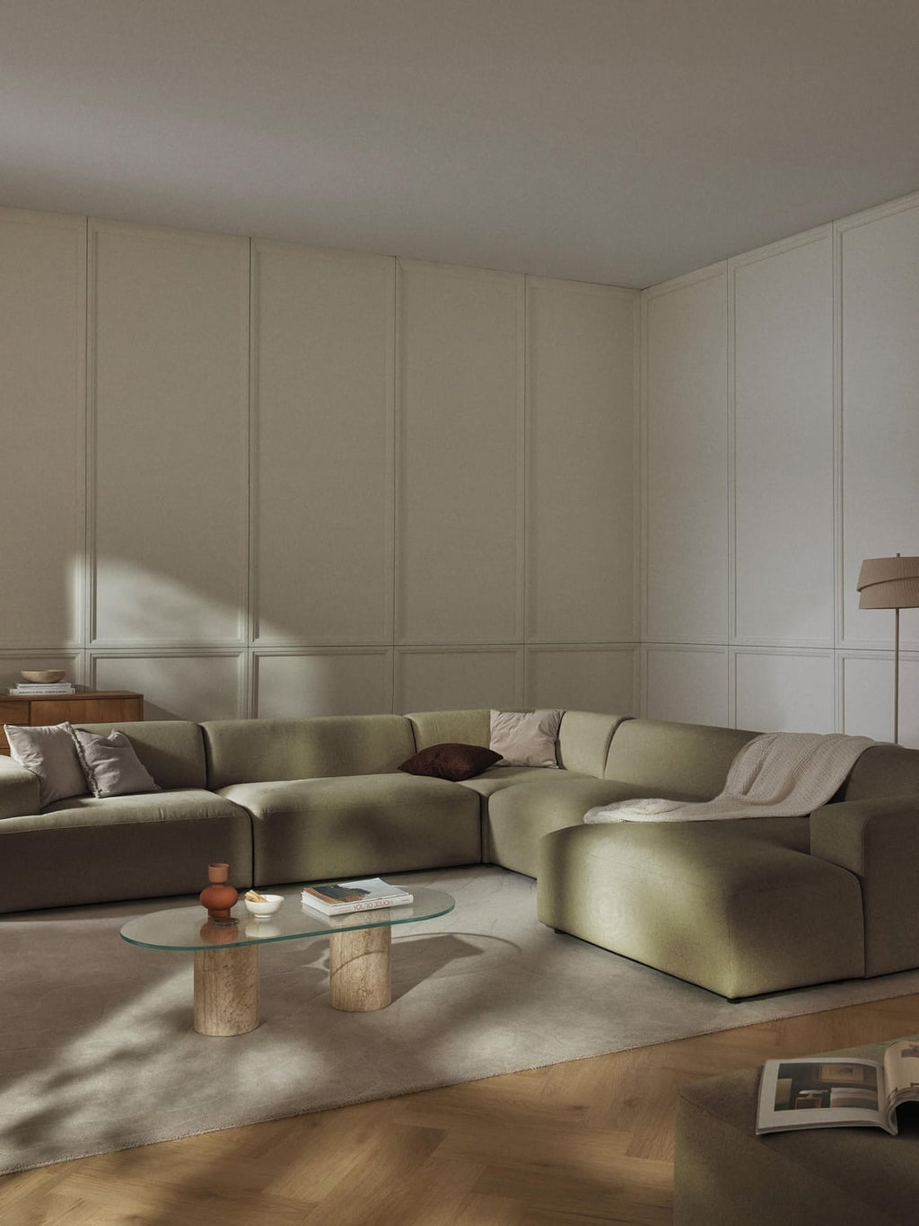 Melva XL Corner Sofa — Olive