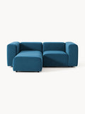 Lena Modular Velvet-Sofa (3-seater) with Ottoman (left/right) — Petrol