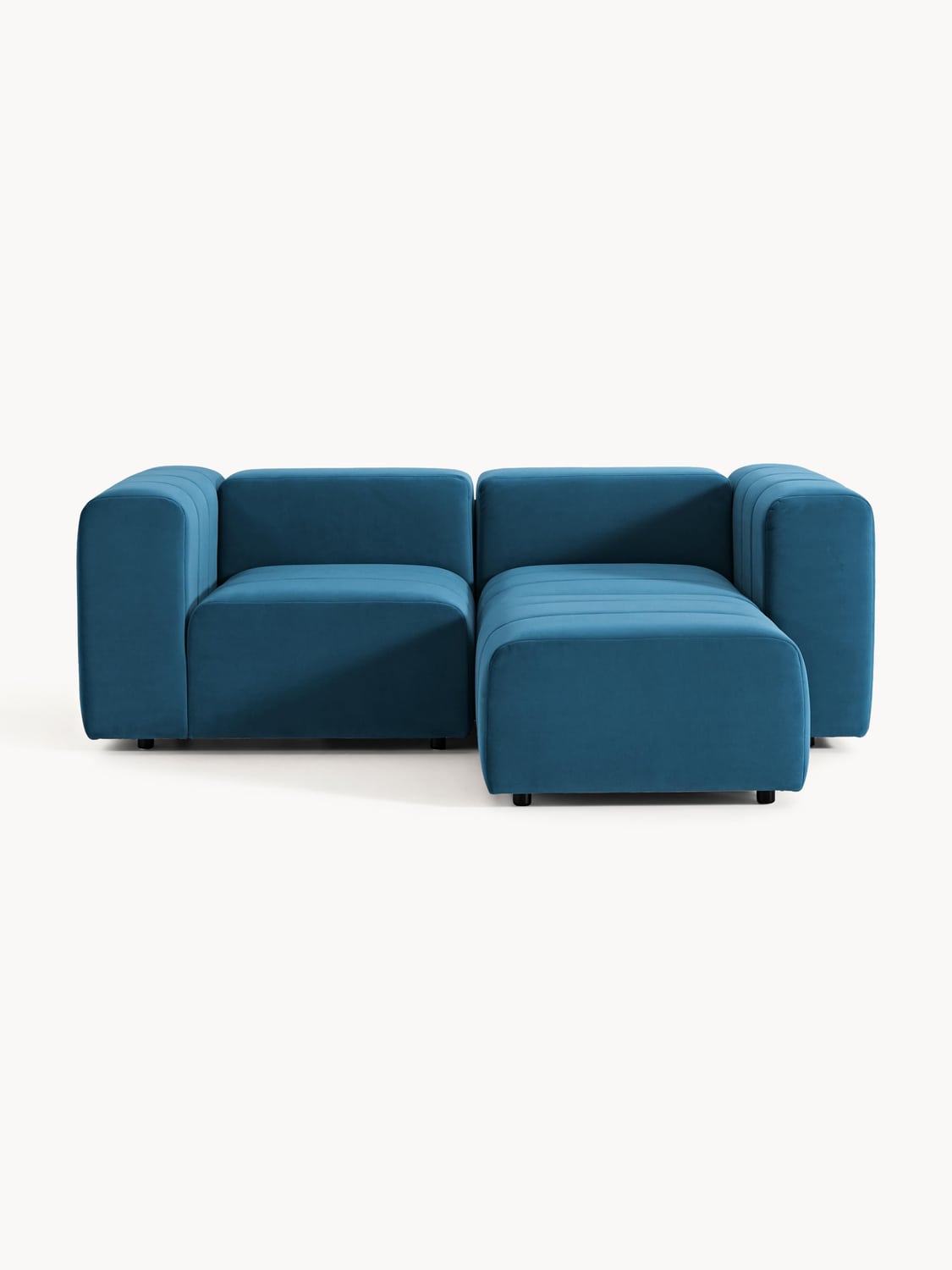 Lena Modular Velvet-Sofa (3-seater) with Ottoman (left/right) — Petrol