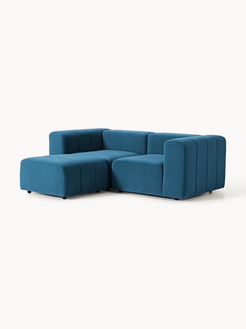 Lena Modular Velvet-Sofa (3-seater) with Ottoman (left/right) — Petrol