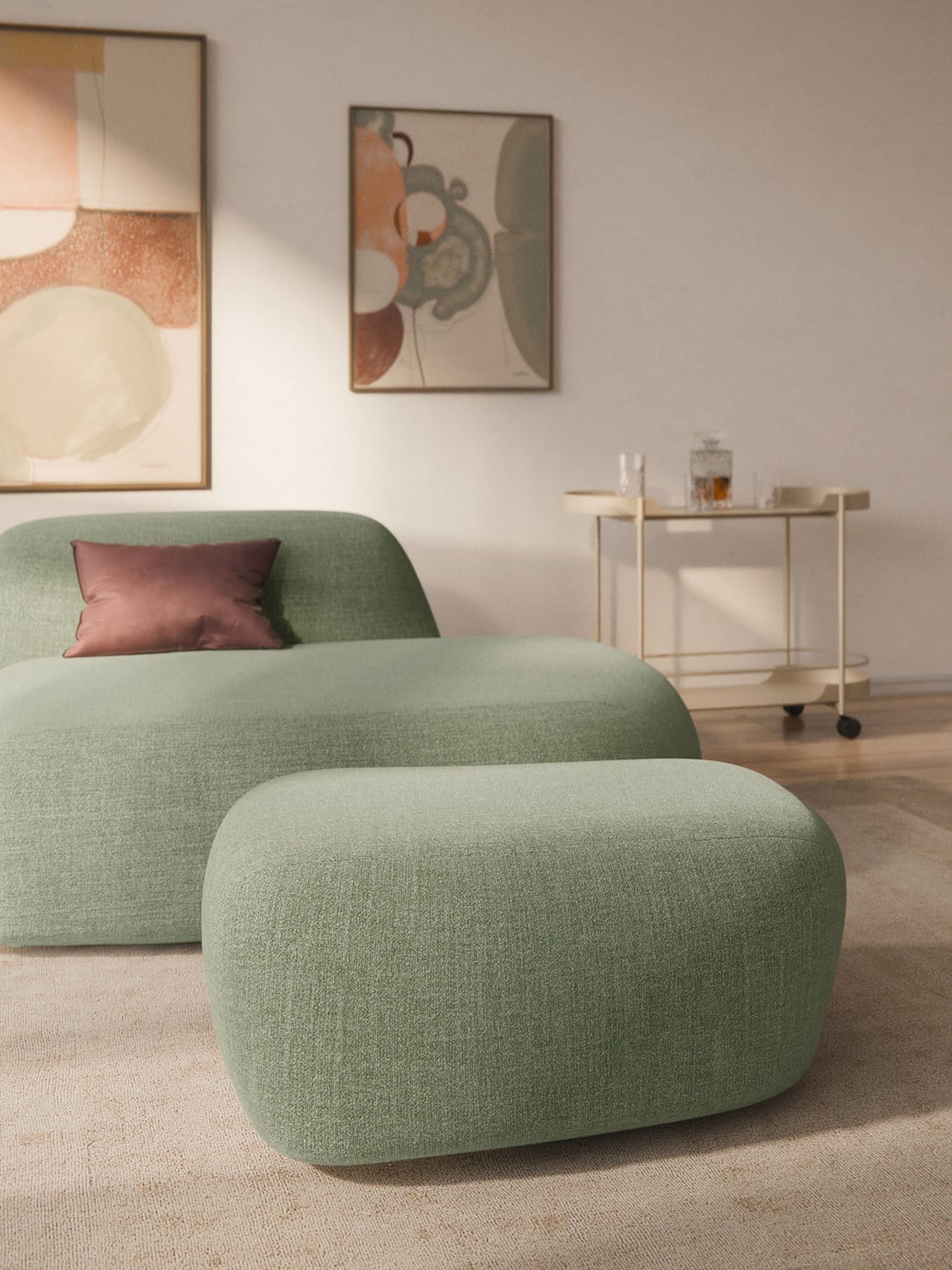 Wolke Large Bouclé Sofa Ottoman — Sand Beige
