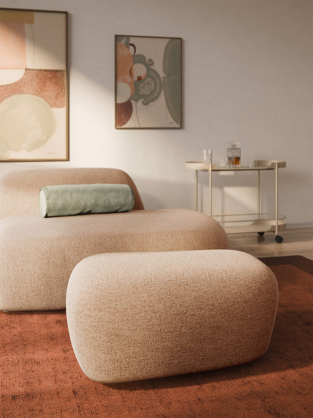 Wolke Large Bouclé Sofa Ottoman — Linen Beige