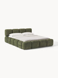Tayla Upholstered Bed in Teddy Bouclé with Storage — Taupe