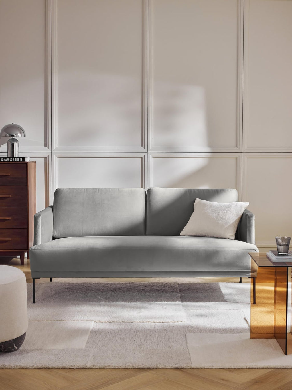 Fluente Velvet-Sofa (2-seater) — Grey