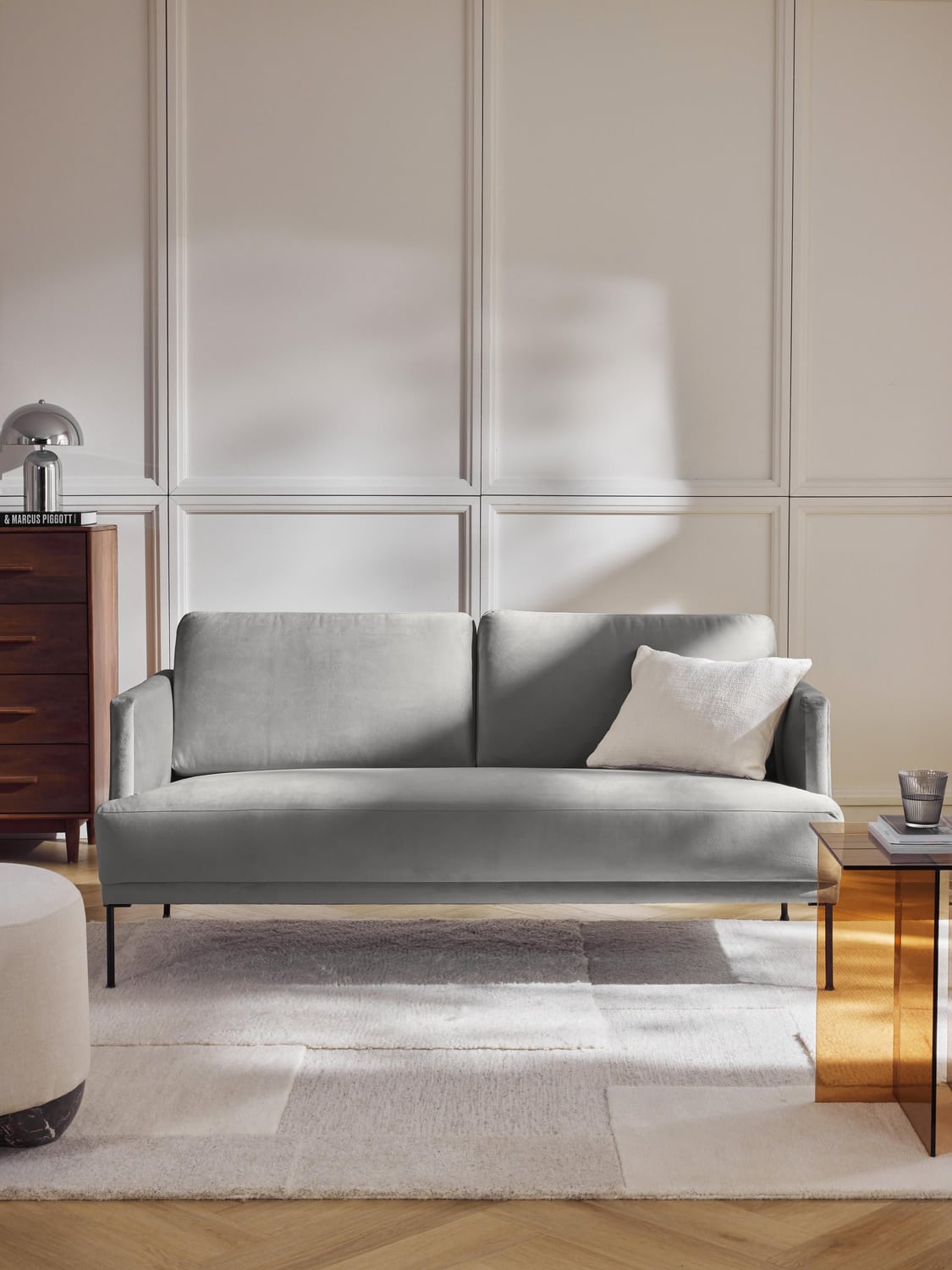 Fluente Velvet-Sofa (2-seater) — Grey