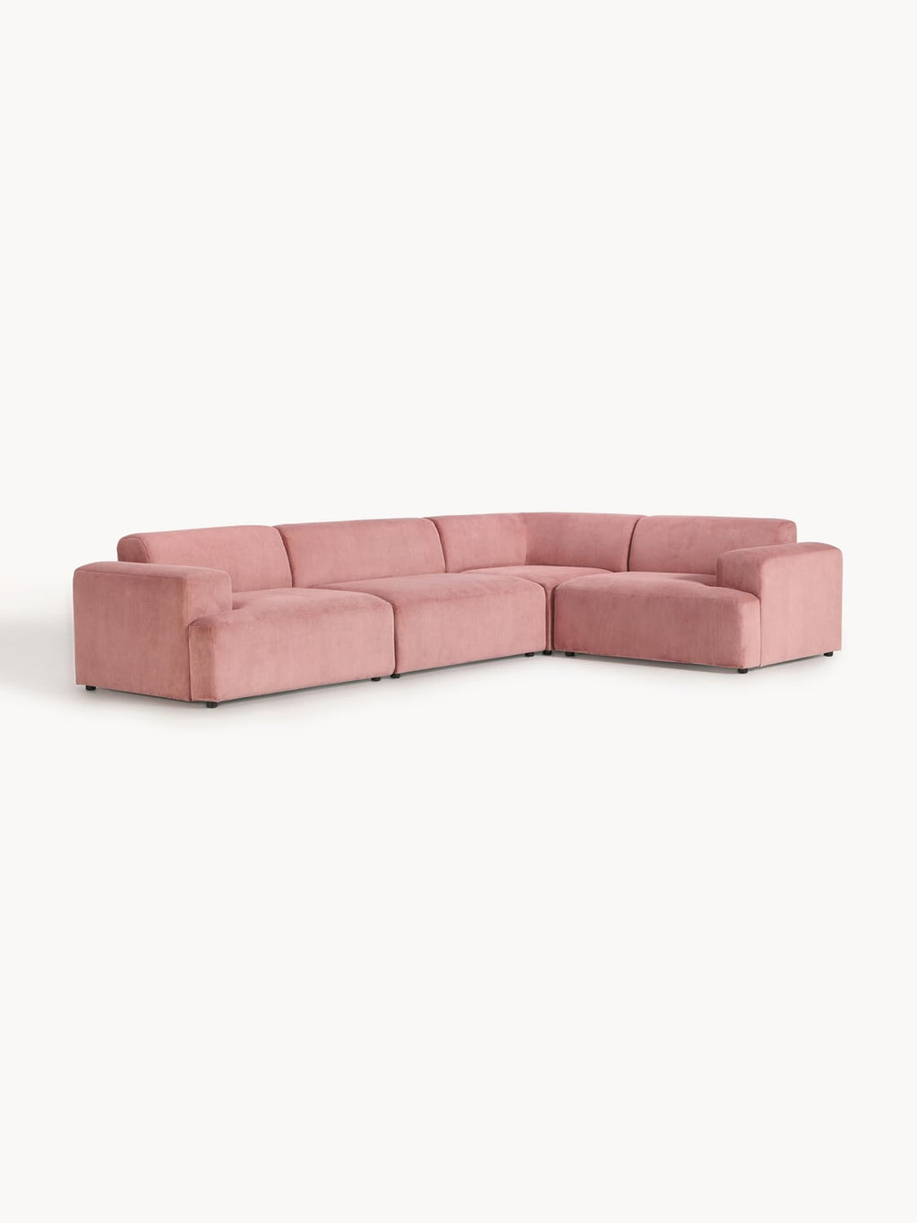 Melva Large Corduroy Corner Sofa (4-seater) — Pink