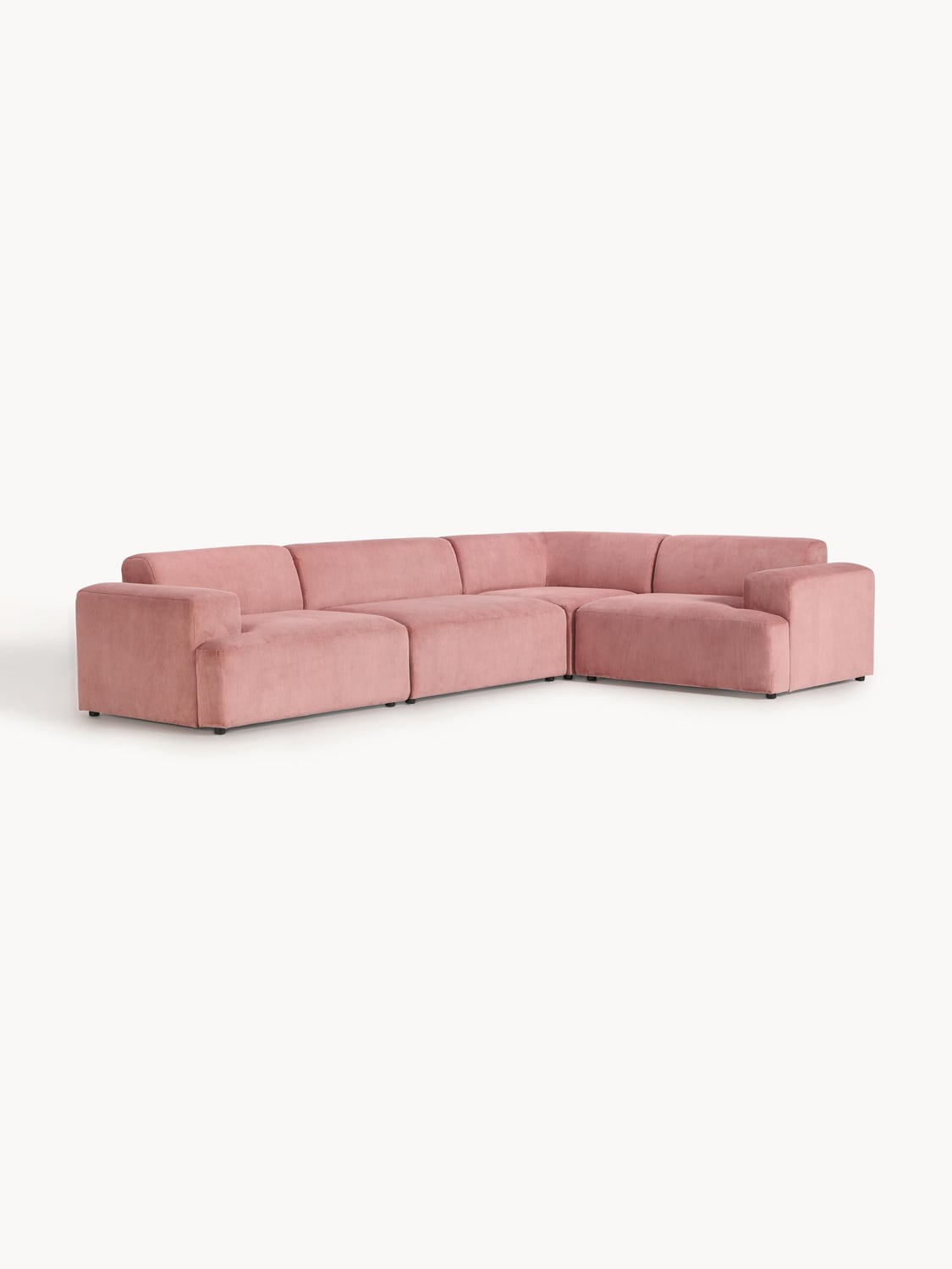 Melva Large Corduroy Corner Sofa (4-seater) — Pink