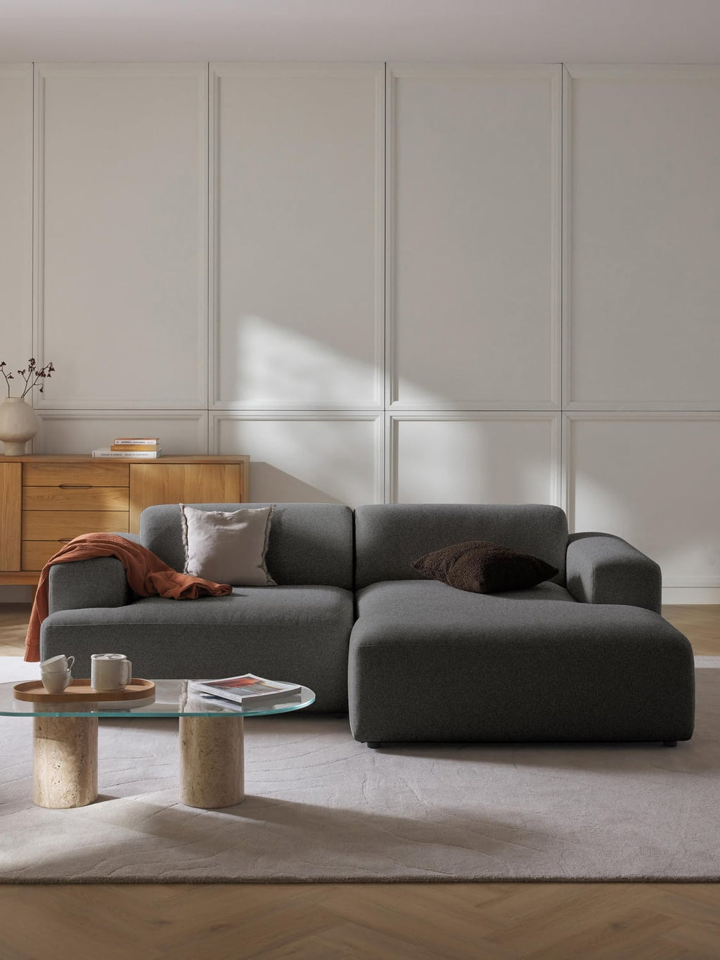 Melva Corner Sofa (3-seater) — Anthracite