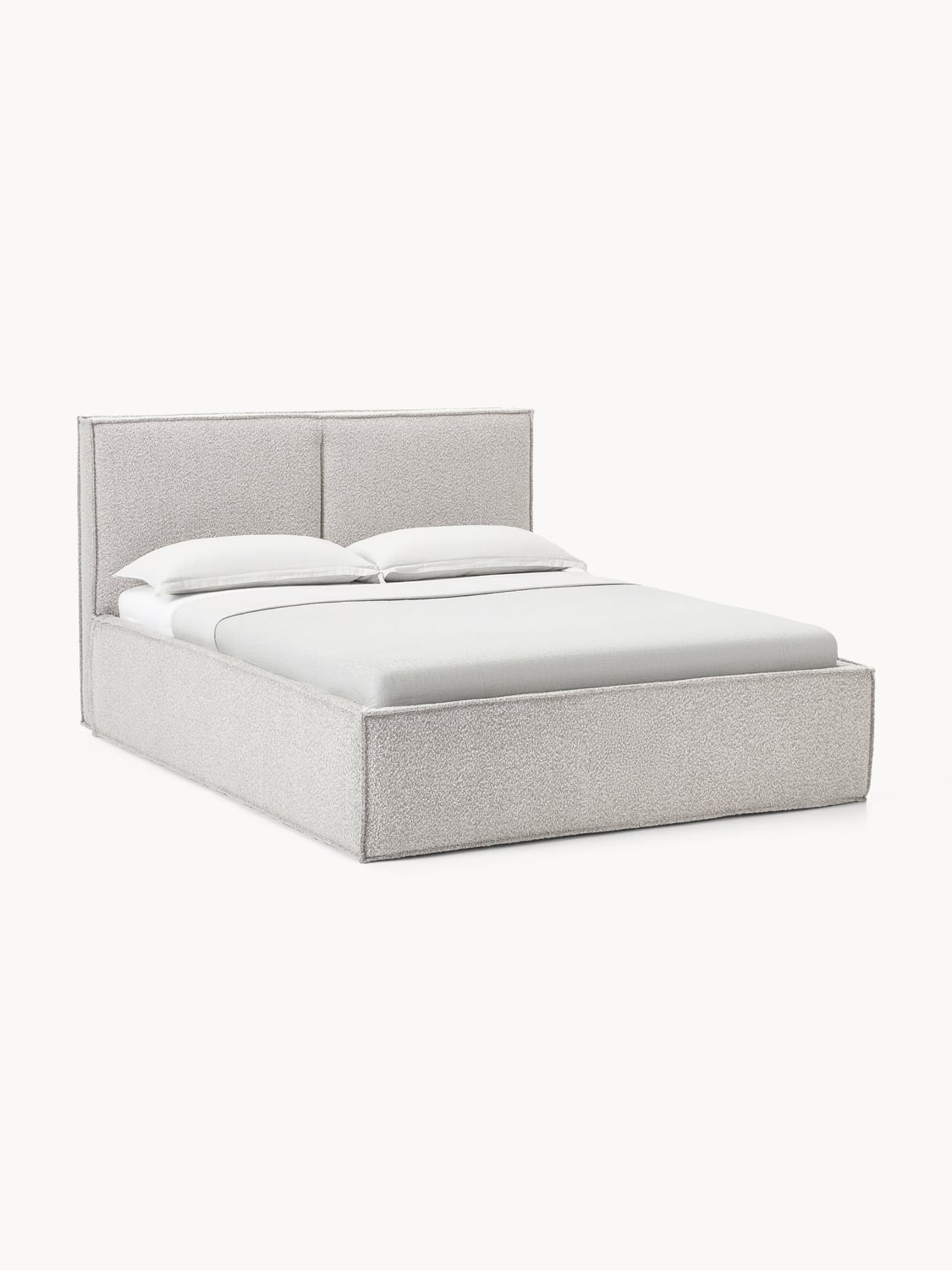Dream Bouclé Upholstered Bed with Storage — Light Grey