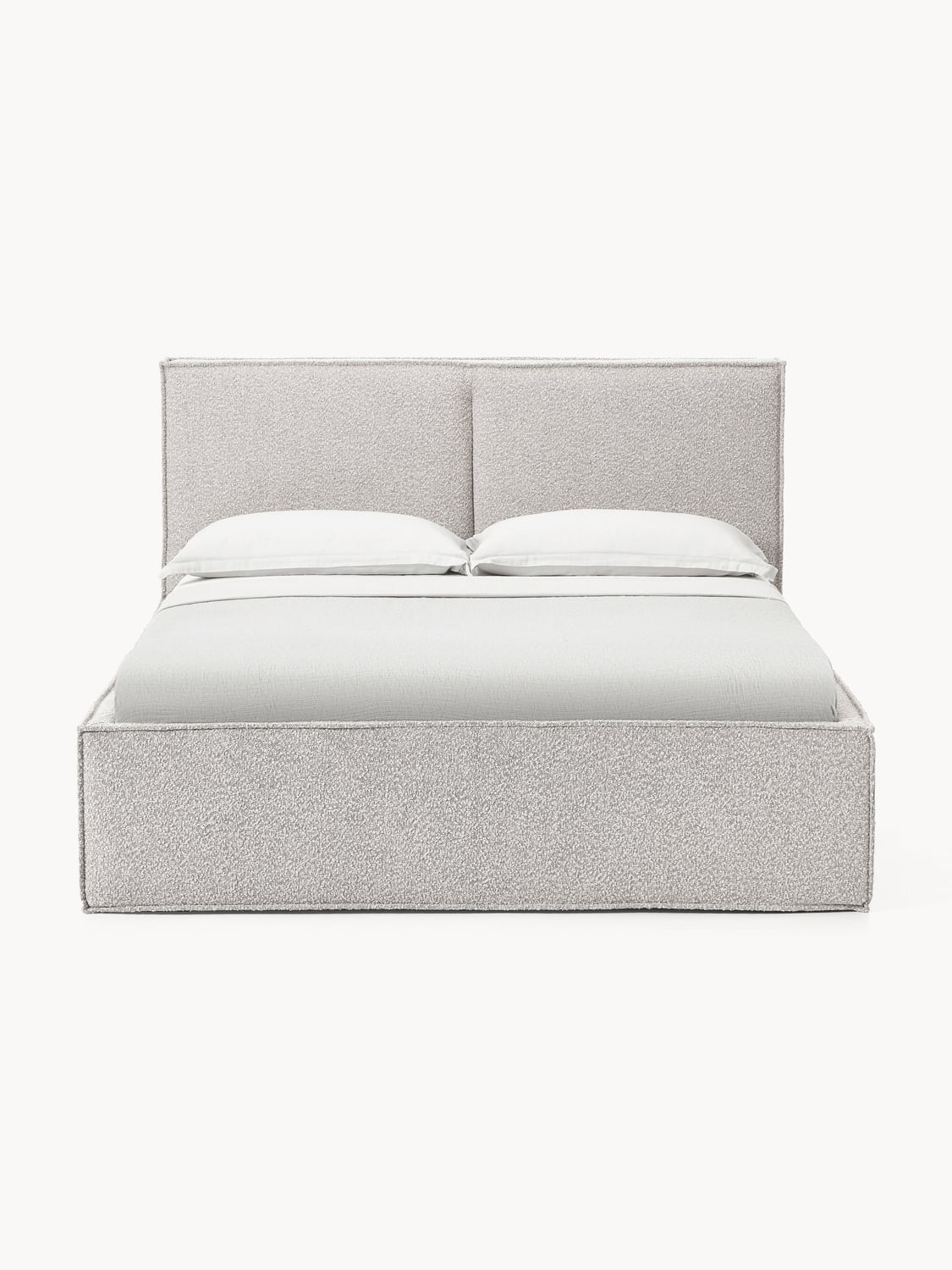 Dream Bouclé Upholstered Bed with Storage — Light Grey