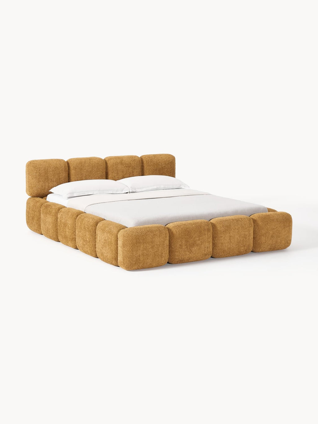 Tayla Upholstered Bed in Teddy Bouclé — Greige