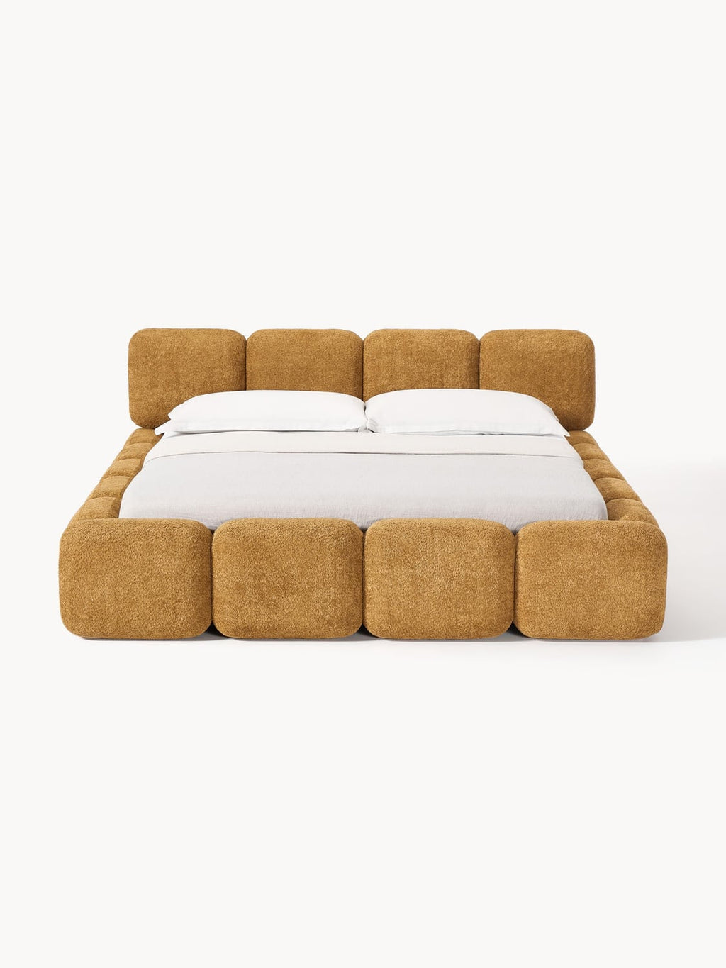 Tayla Upholstered Bed in Teddy Bouclé — Greige