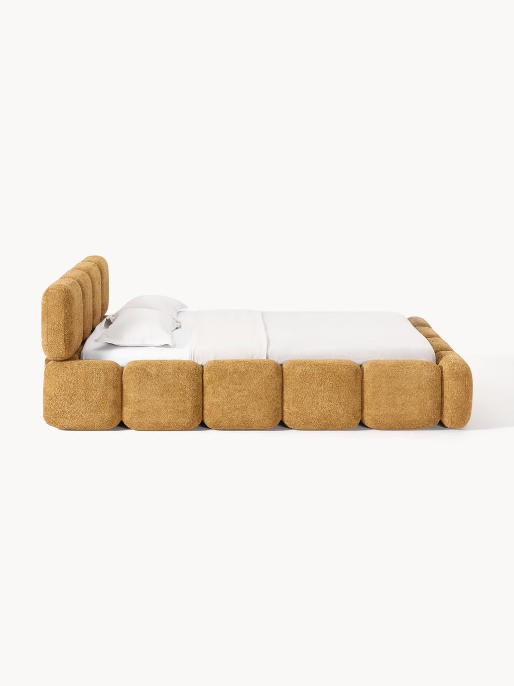 Tayla Upholstered Bed in Teddy Bouclé — Greige