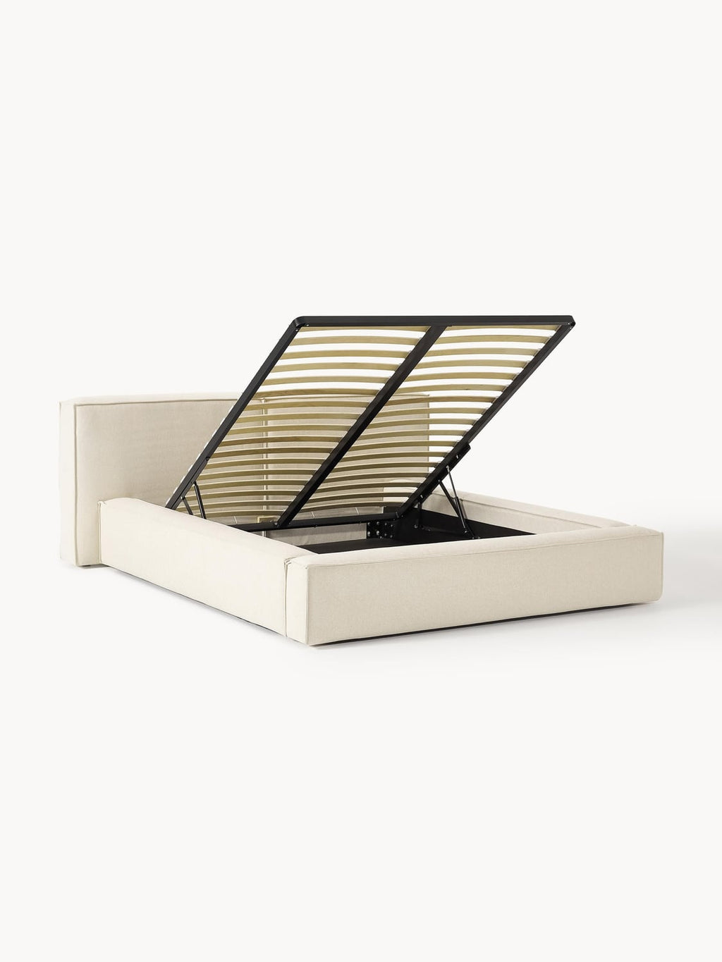 Lennon Upholstered Bed with Storage — Light Grey