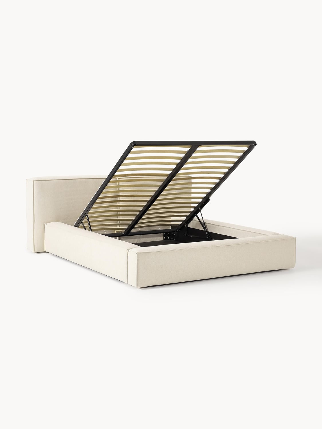 Lennon Upholstered Bed with Storage — Light Grey