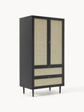 Aries Small Wardrobe with Viennese Cane, 2-door — Dark Grey