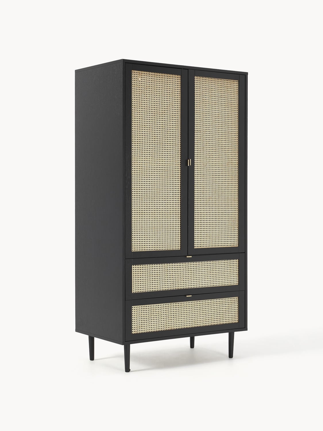 Aries Small Wardrobe with Viennese Cane, 2-door — Dark Grey