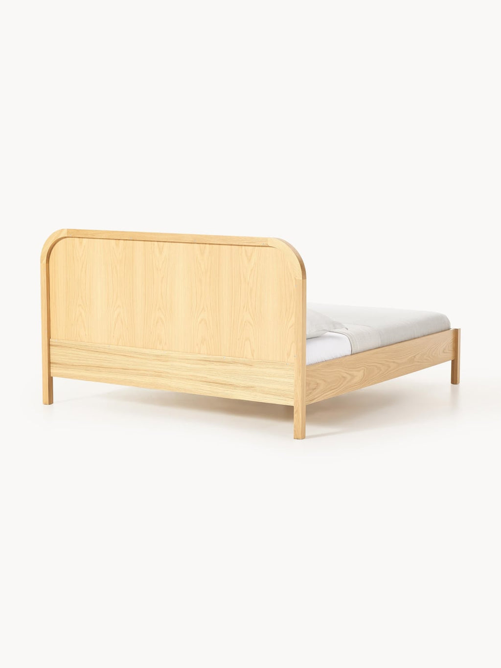 Jones Wooden Bed with Headboard in Bouclé — Rose