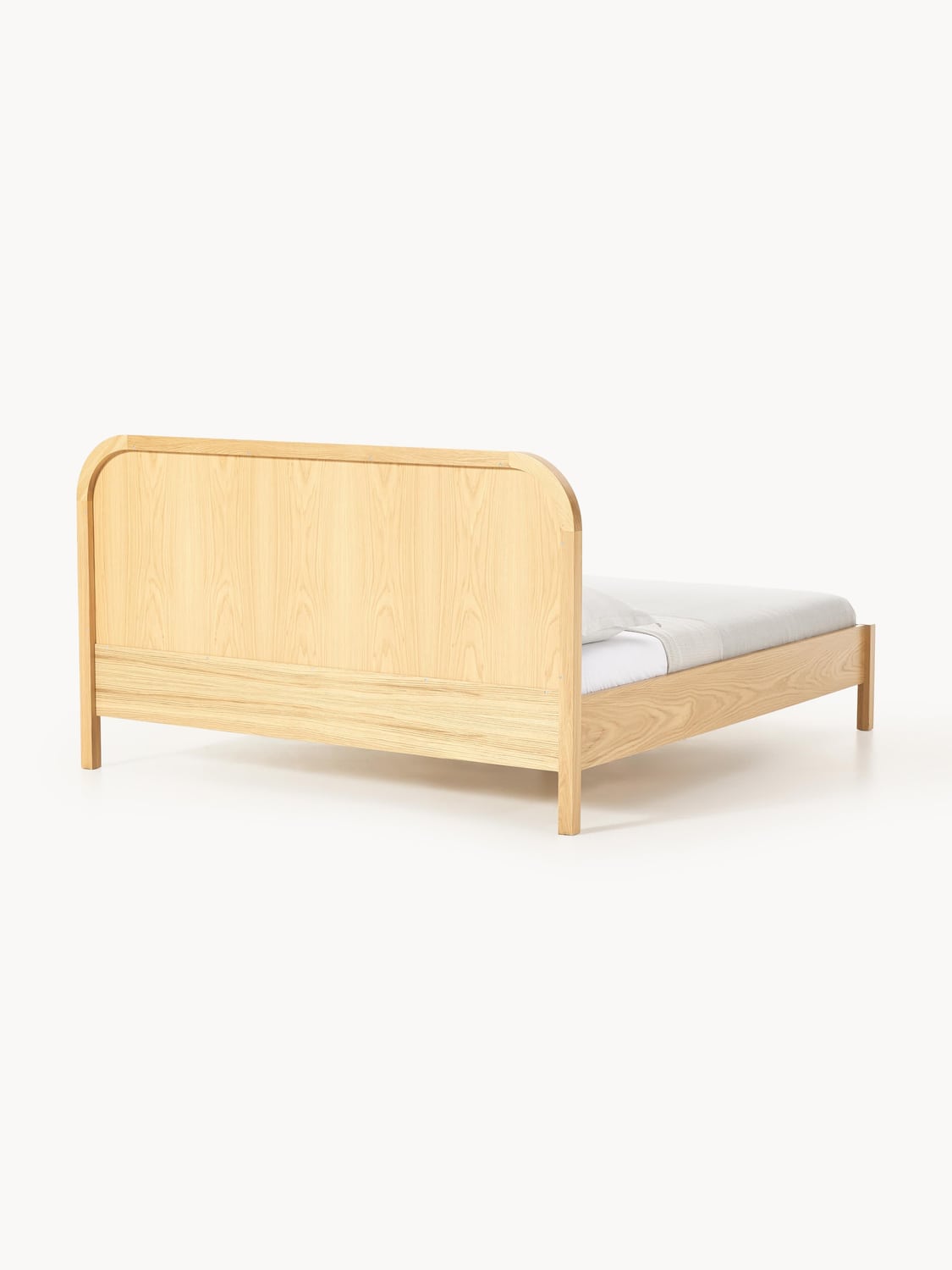 Jones Wooden Bed with Headboard in Bouclé — Rose