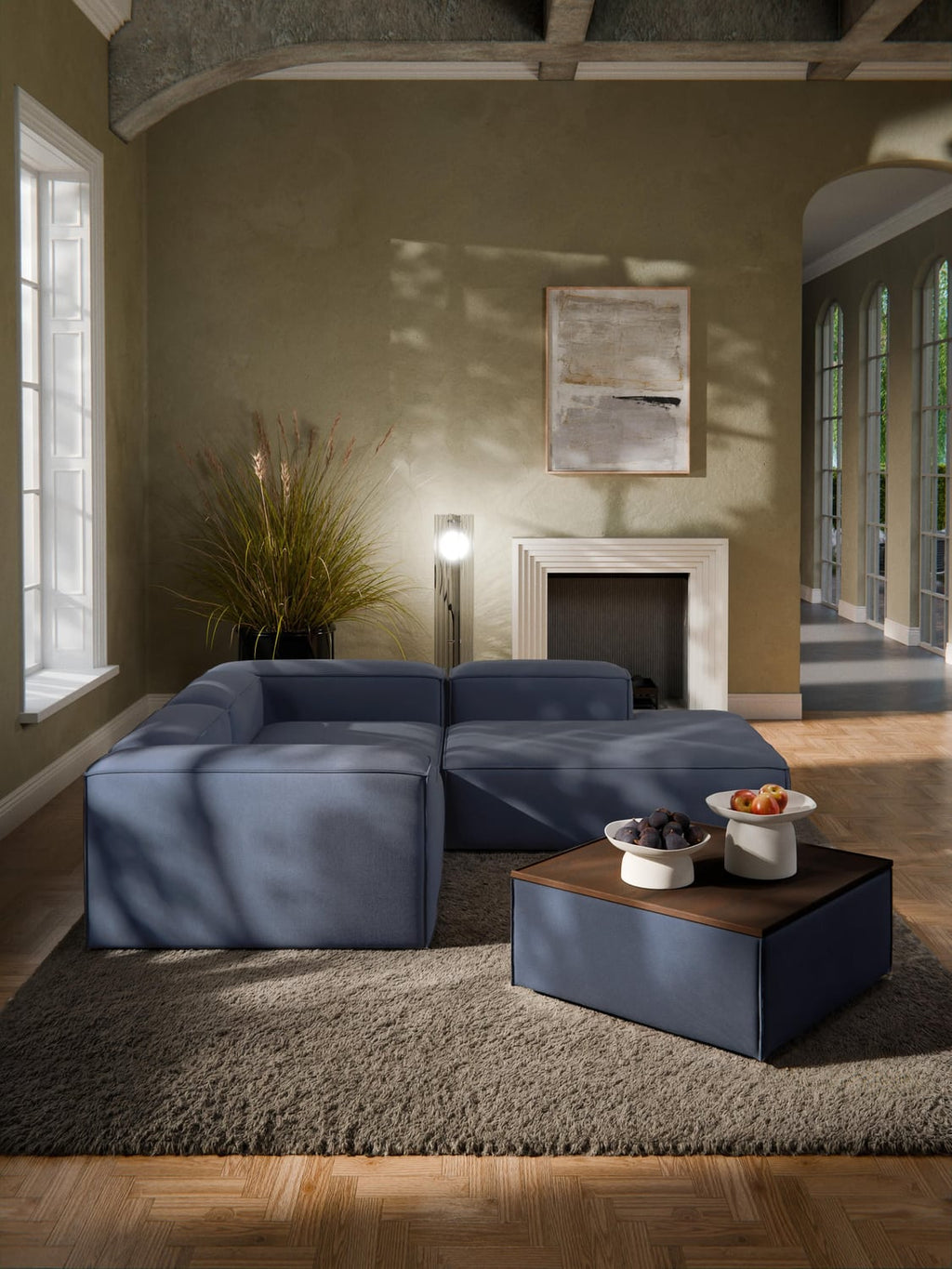 Lennon Sofa Ottoman with Storage — Petrol