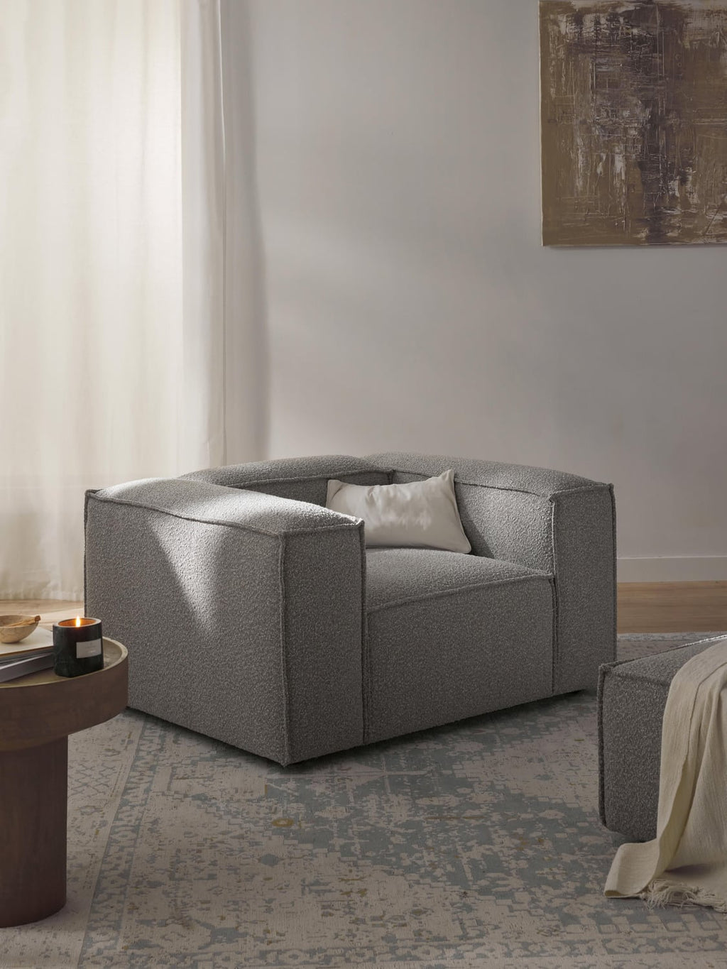 Lennon Armchair in Bouclé — Grey