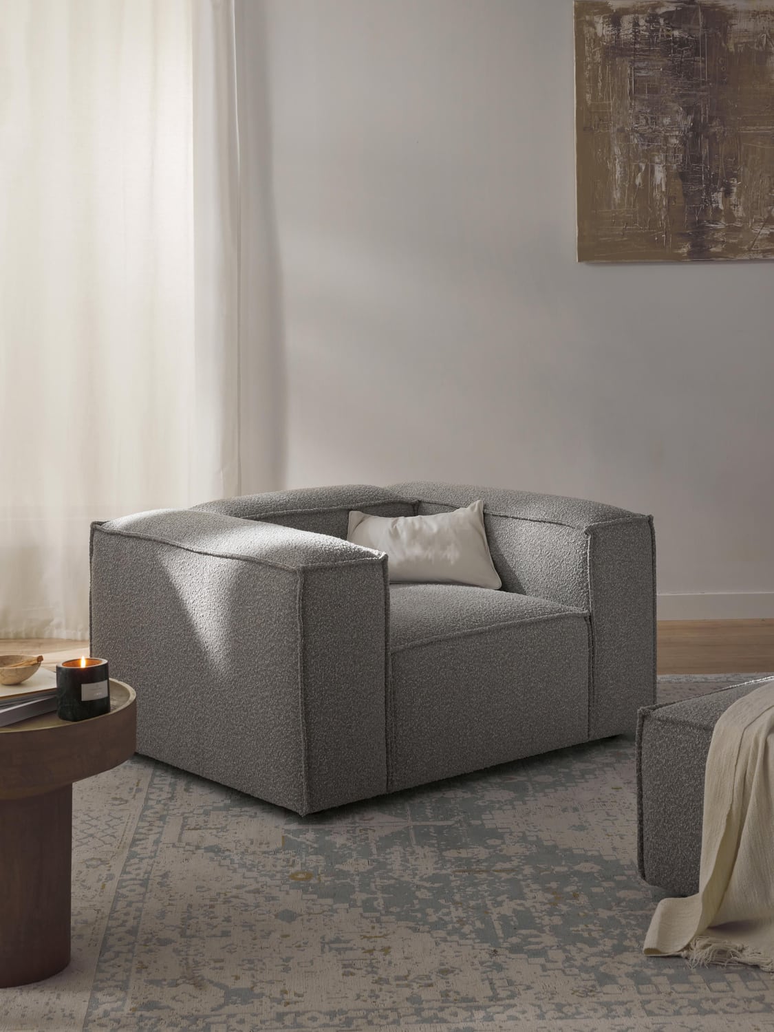Lennon Armchair in Bouclé — Grey