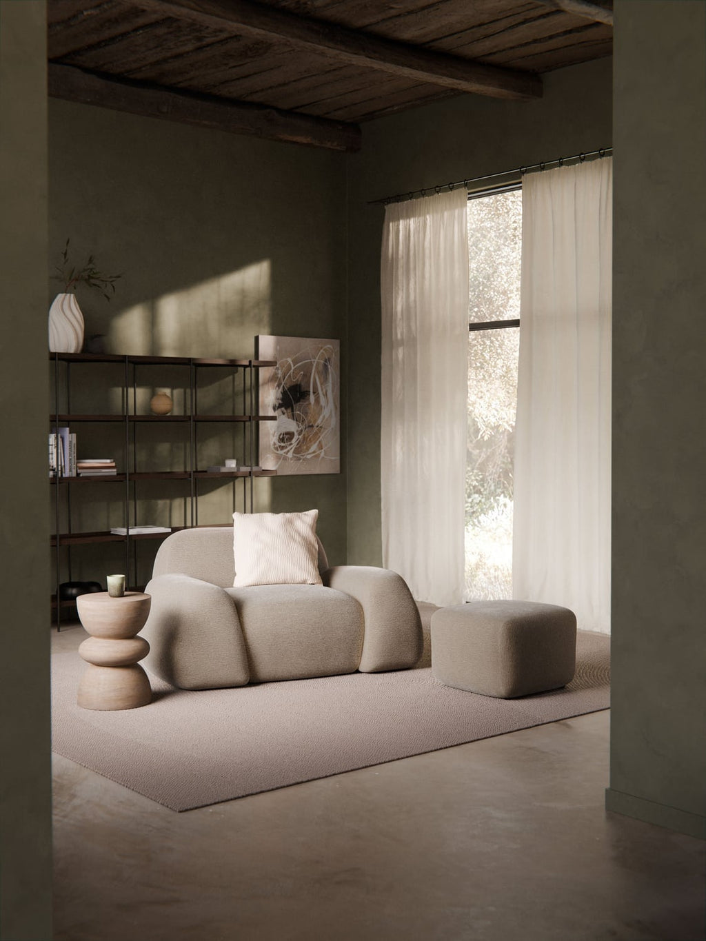 Wolke Sofa Ottoman — Warm Grey