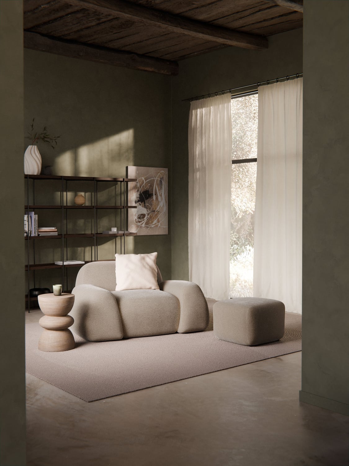 Wolke Sofa Ottoman — Warm Grey