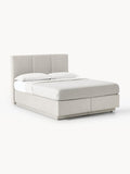 Oberon Box-Spring Bed with Storage — Light Grey