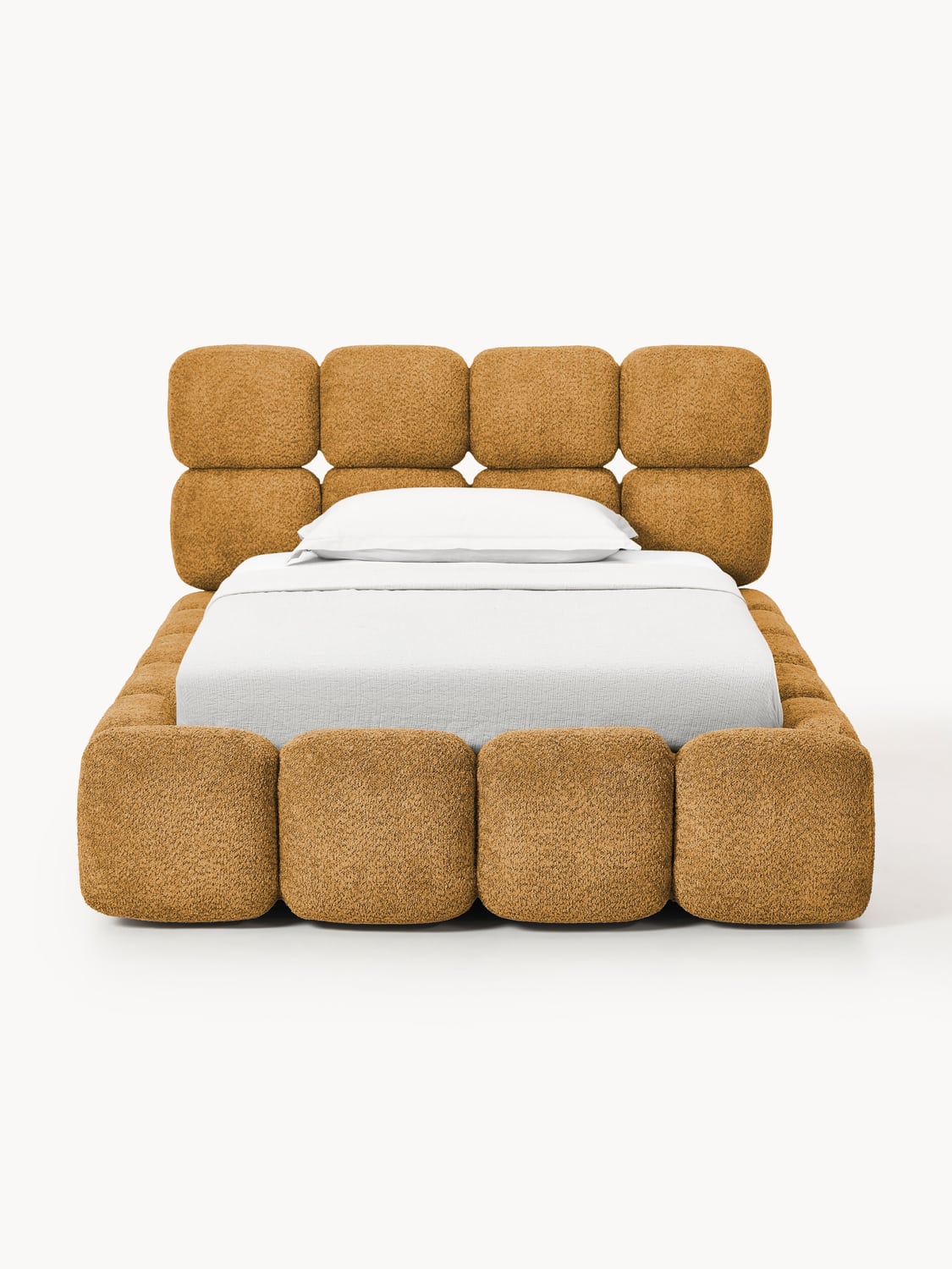 Tayla Single Bed in Teddy Bouclé — Warm Grey