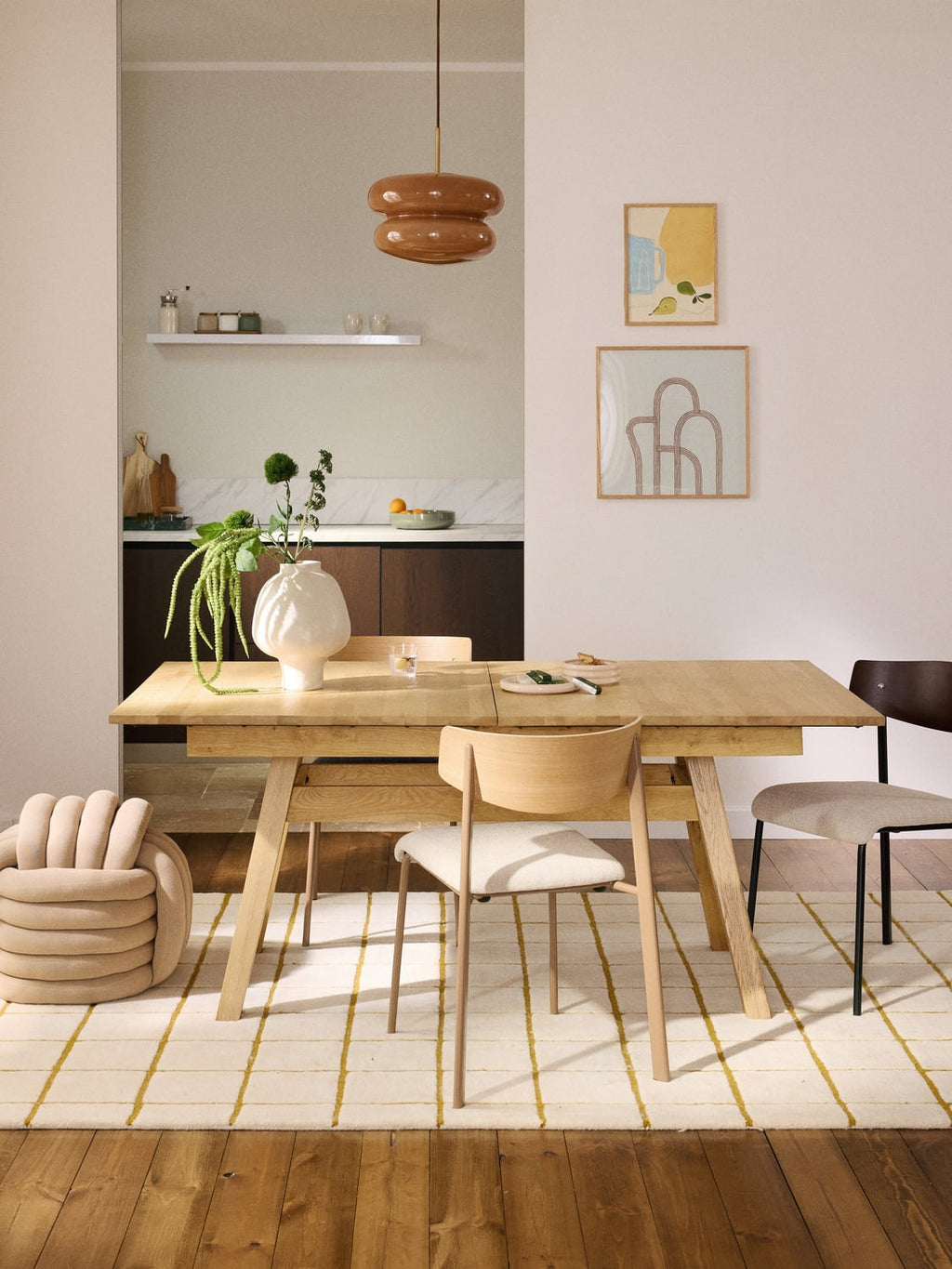 Ethan Extendable Dining Table, 180 - 220 x 100 cm — Sand