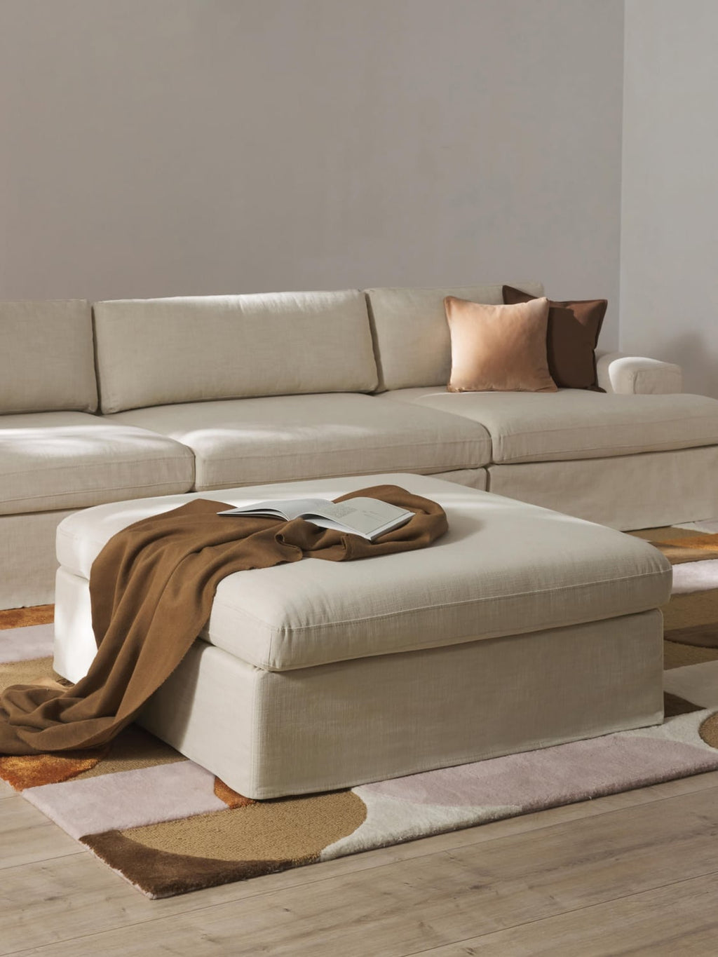 Russell Sofa Ottoman with removable covers — Off-White