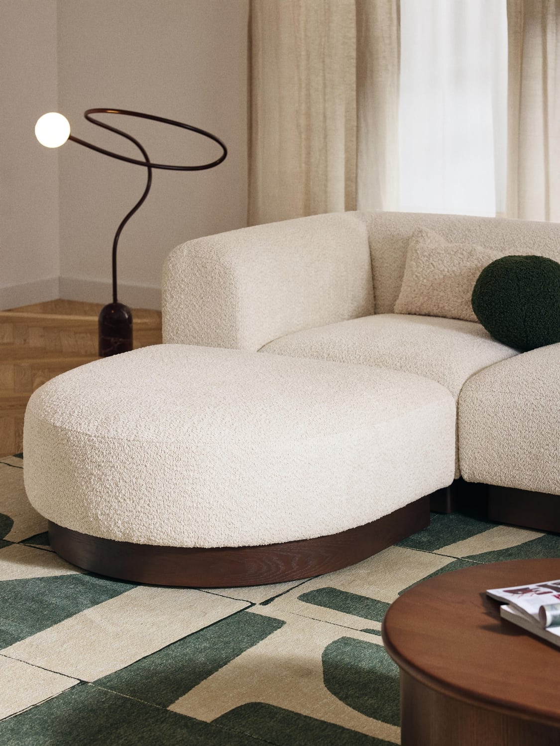 Natalie Sofa Ottoman in Teddy Bouclé — Oatmeal