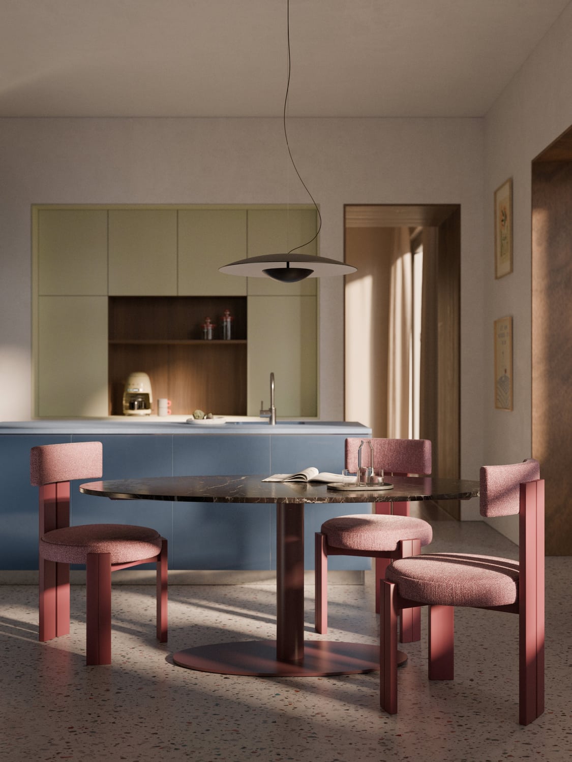 Miley Oval Marble-Dining Table, 180 x 90 cm — Taupe