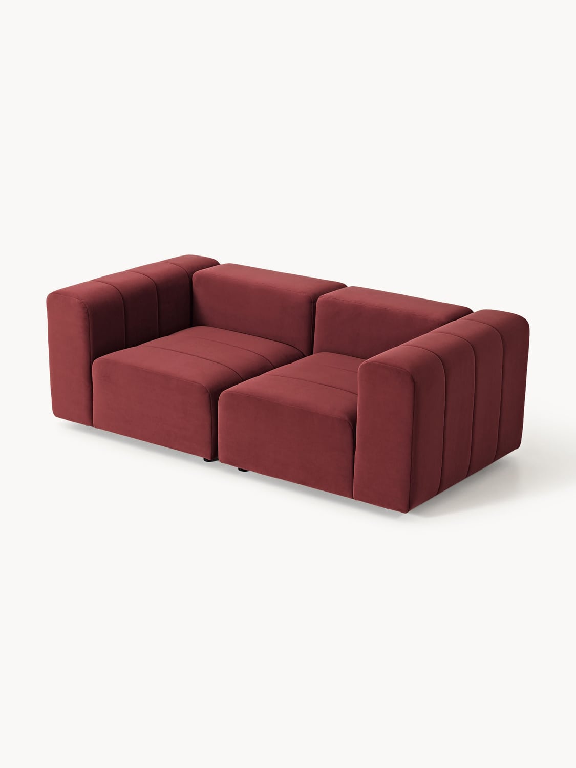 Lena Modular Velvet-Sofa (3-seater) — Burgundy