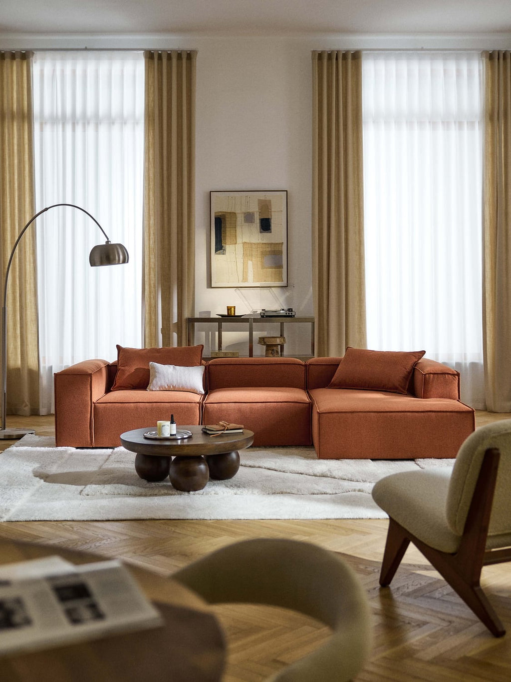 Lennon Modular Corner Sofa (4-seater) — Terracotta
