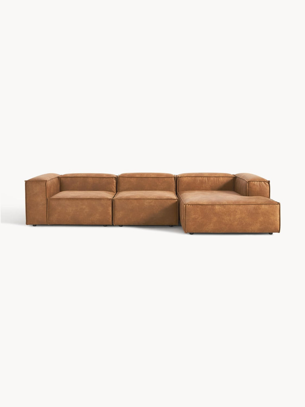 Lennon Modular Corner Sofa (4-seater) in Leather — Terracotta