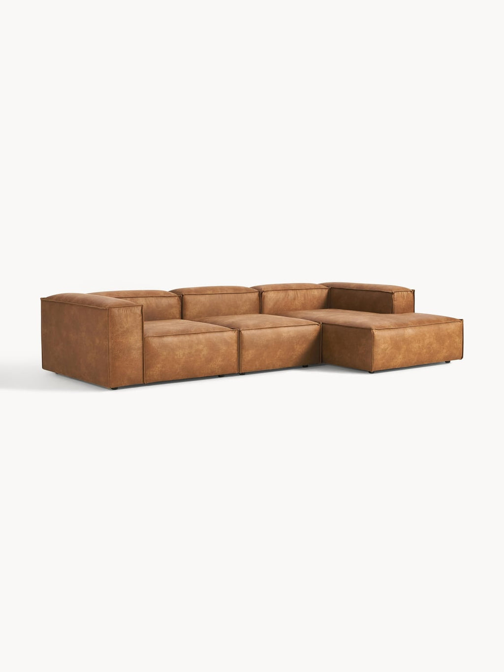 Lennon Modular Corner Sofa (4-seater) in Leather — Terracotta