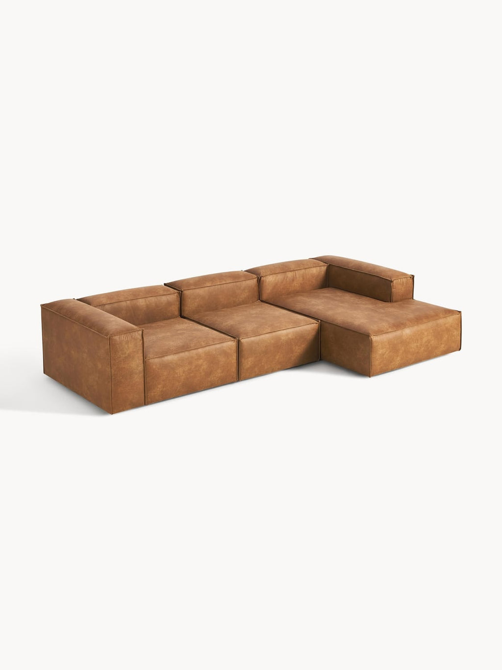 Lennon Modular Corner Sofa (4-seater) in Leather — Terracotta