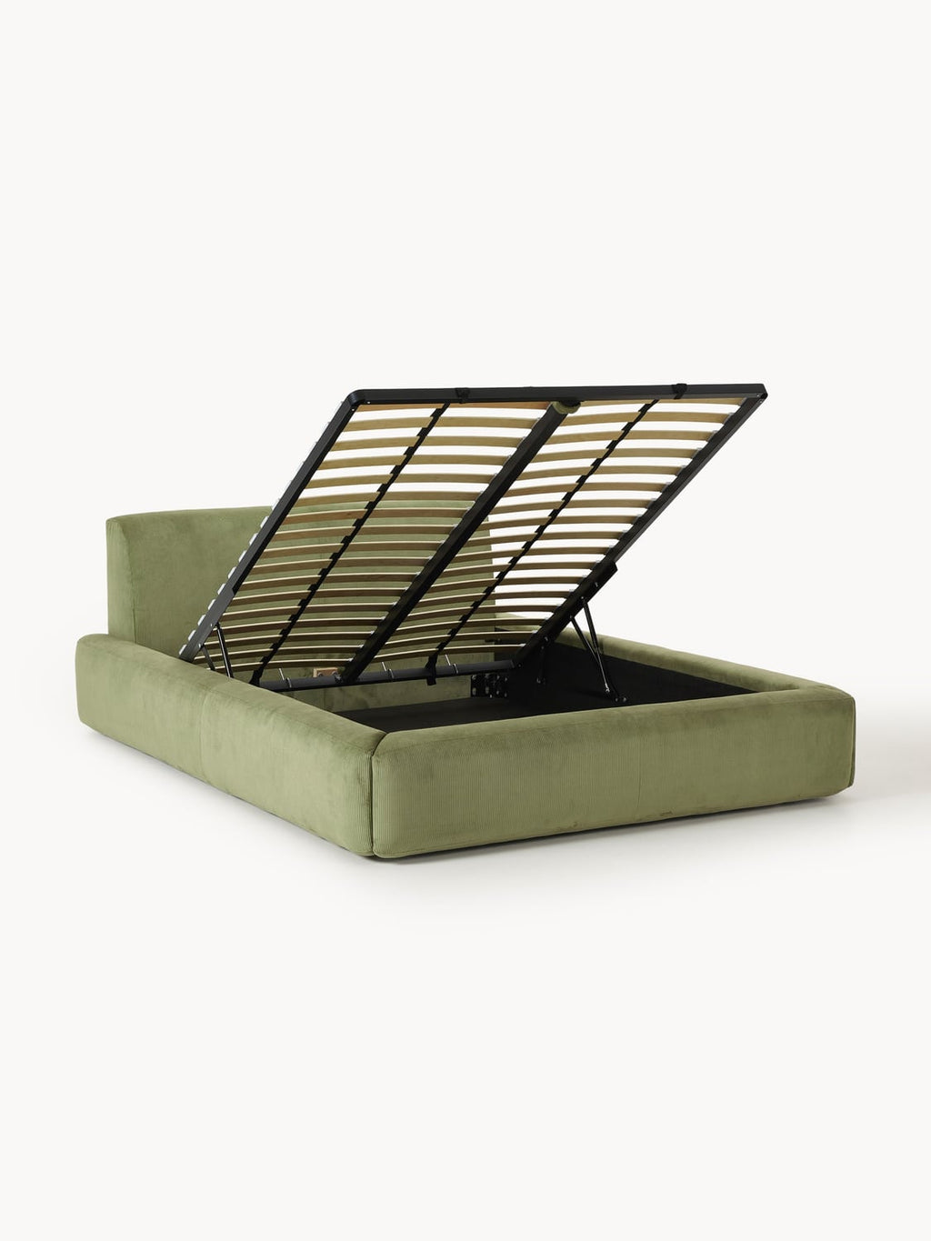 Melva Upholstered Bed with Storage — Sage