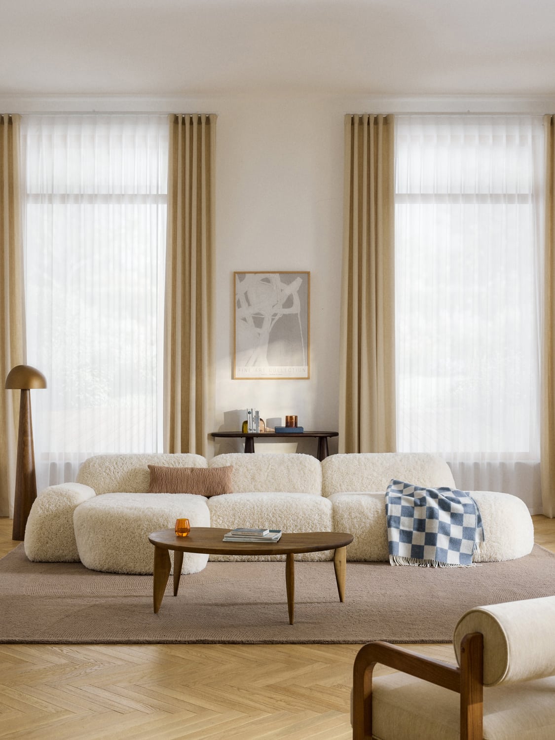 Wolke Modular Teddy-Corner Sofa (4-seater) with Chaise Longue — Ivory