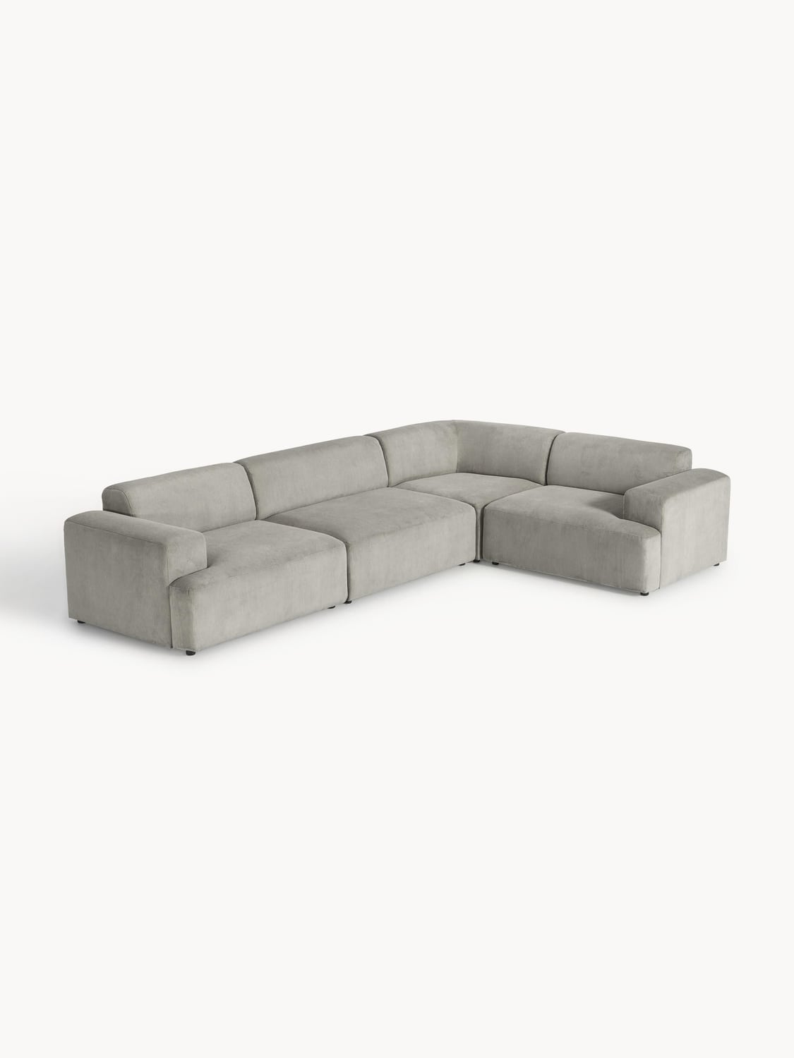 Melva Large Corduroy Corner Sofa (4-seater) — Sage