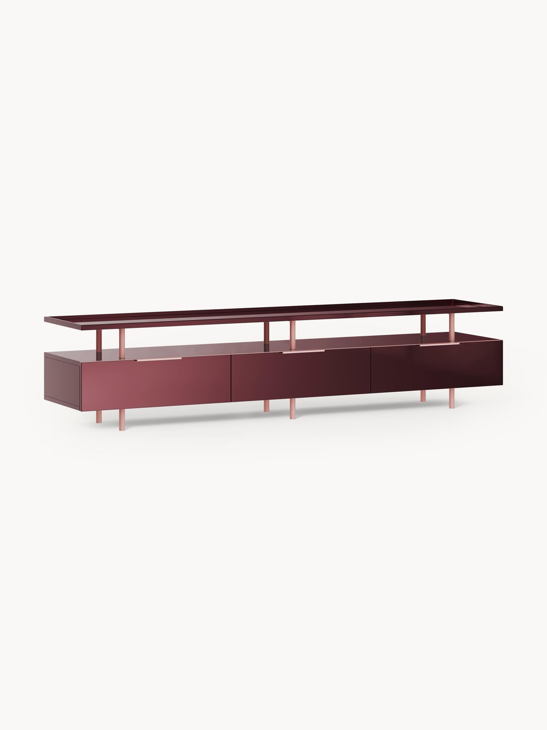Lennie High-Gloss Lowboard — Taupe