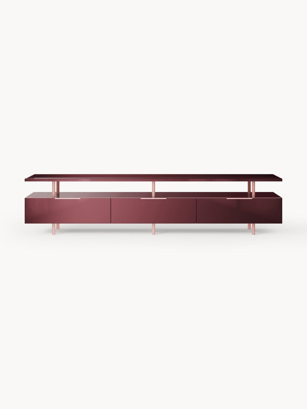Lennie High-Gloss Lowboard — Taupe